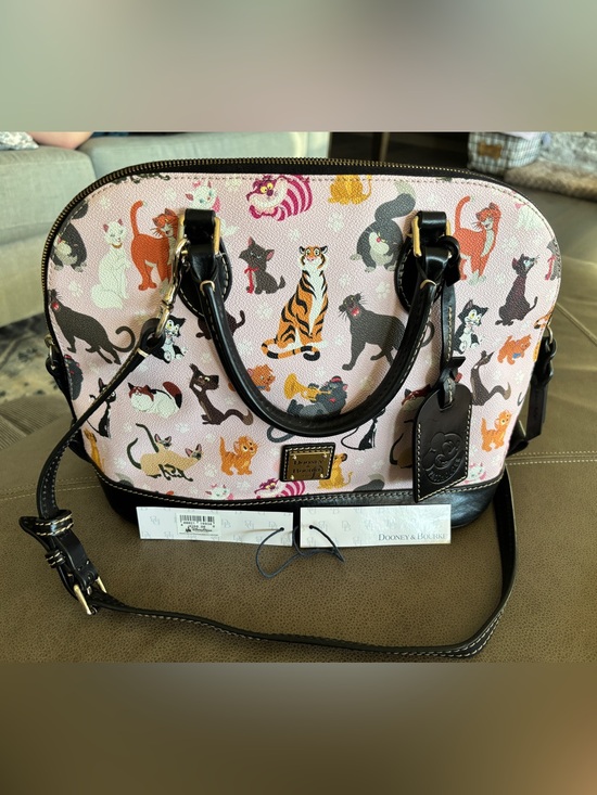 Dooney & Bourke Handbags - Dooney & Bourke Disney Cats Pink Pass Holder Exclusive Satchel with Black Trim